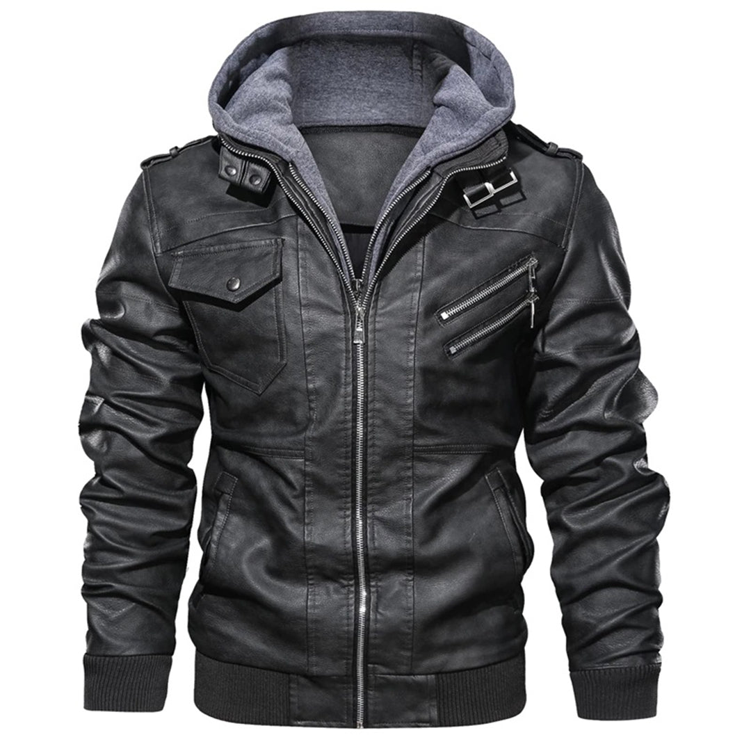 Stilzeits | Herren Lederjacke mit Kapuze