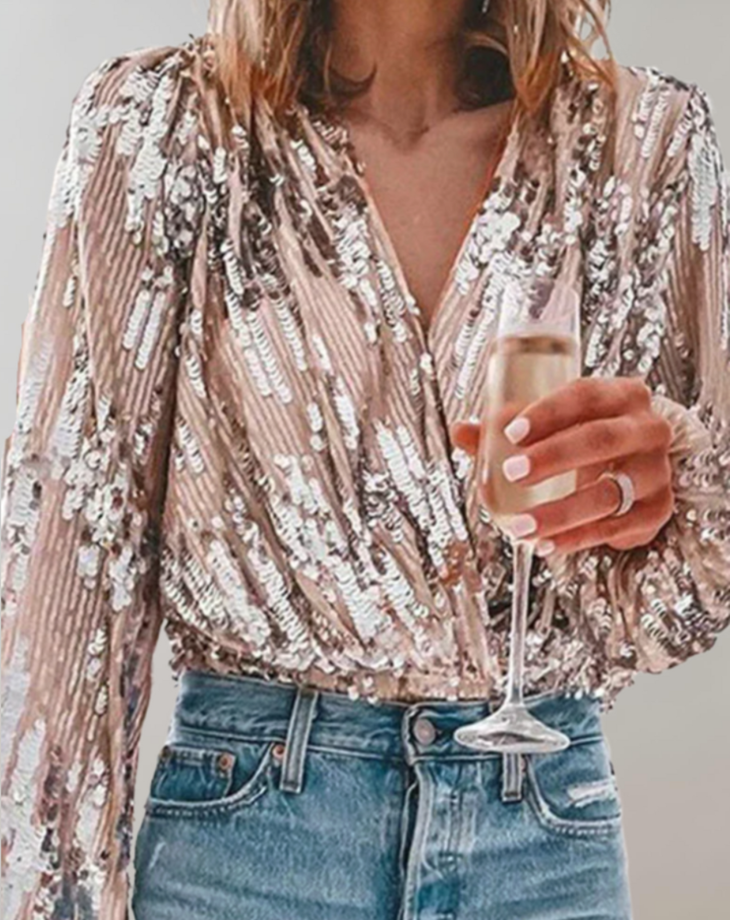 Stilvolles Oberteil mit silbernem Glitzer von Fudus