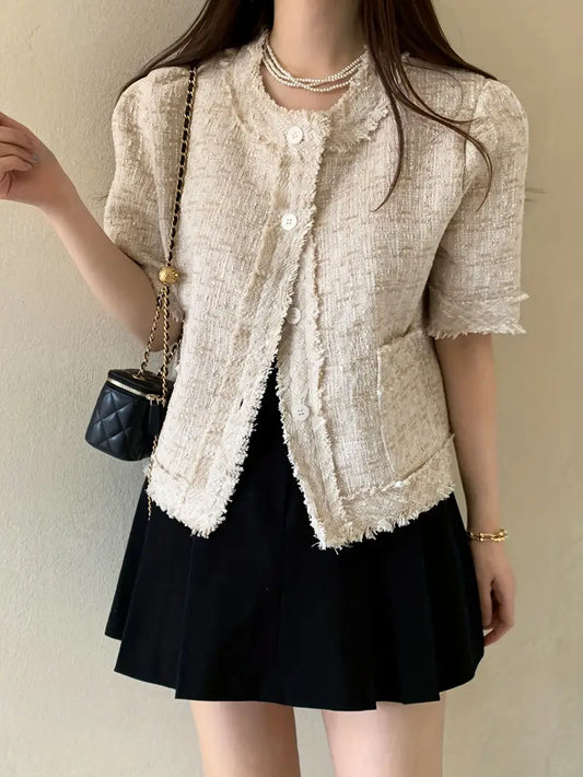 Tweed-Blazer, kurzärmelig, schick
 - Krohn-e