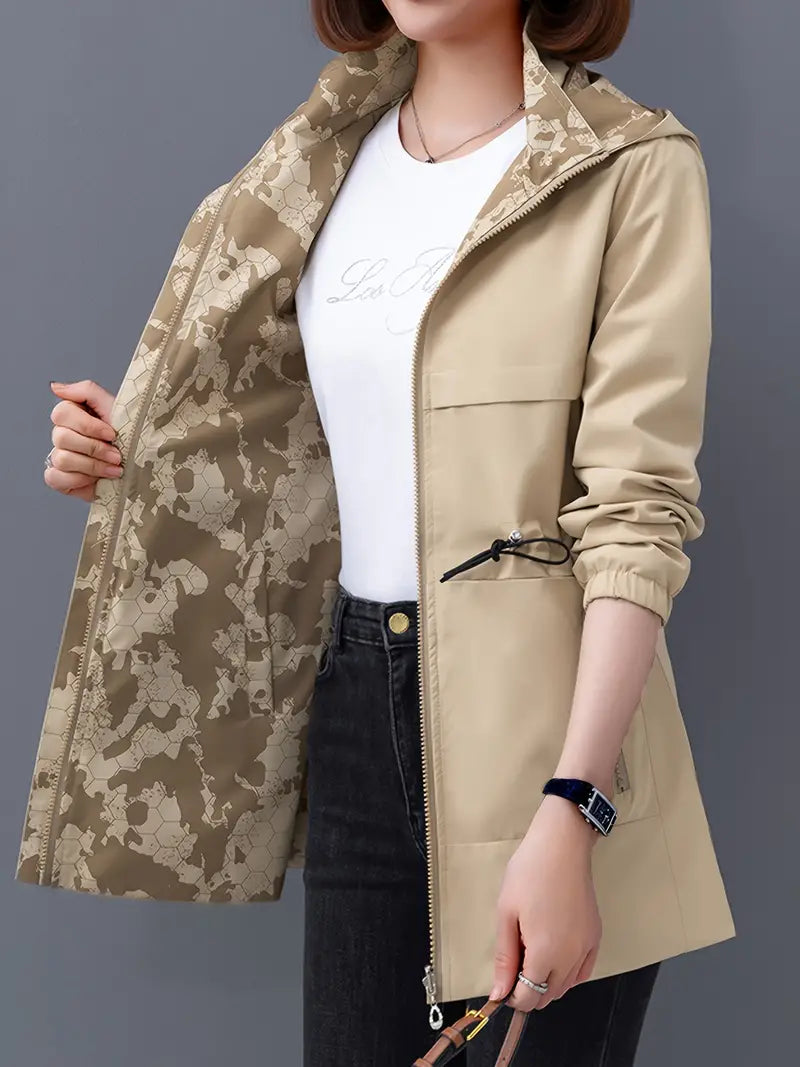 Shilune:  Lockere Langarm-Kapuzenjacke mit Kordelzug für Outdoor-Aktivitäten