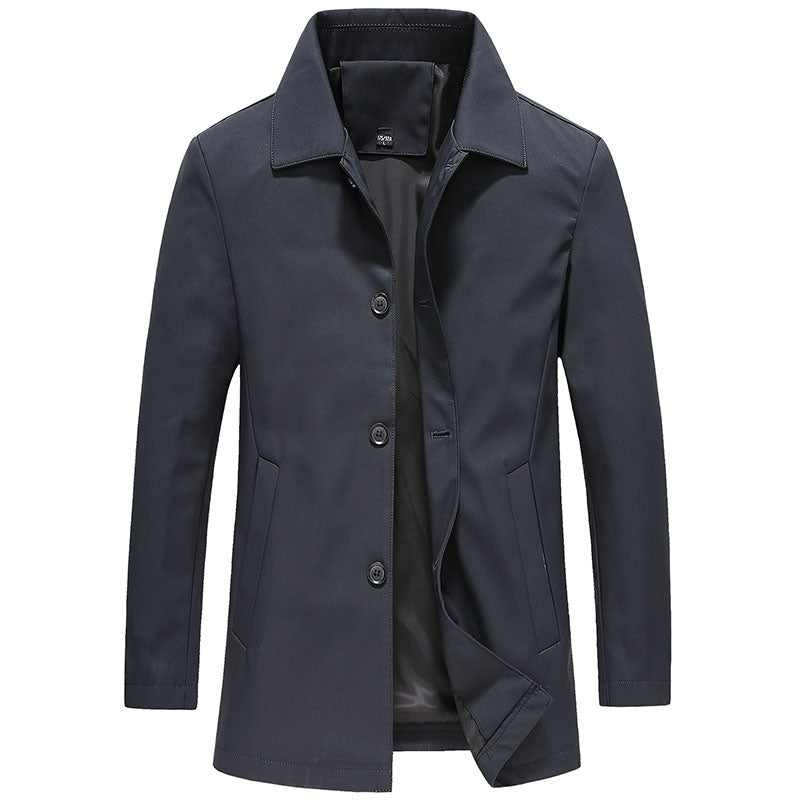 Herren Halblanger Car Coat – Spitzkragen mit Knopfleiste