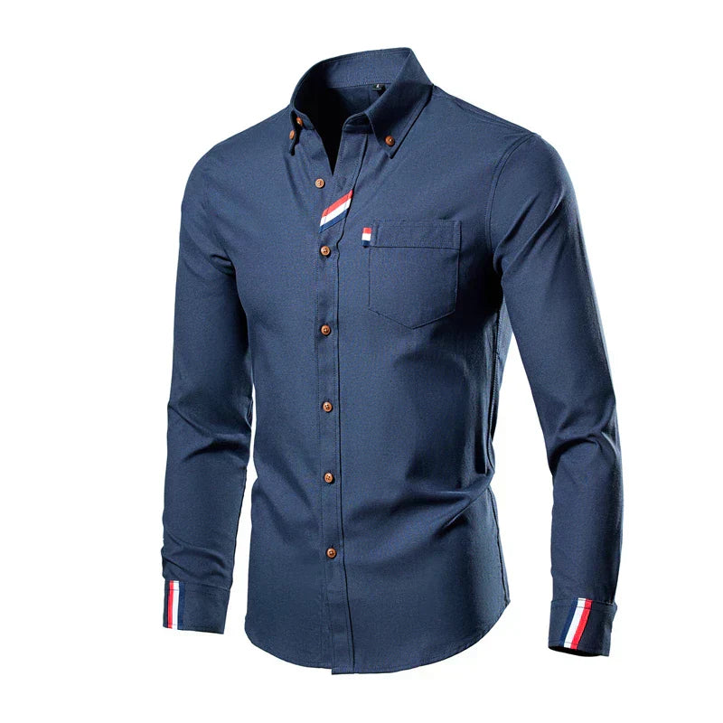 Herren Slim Fit Hemd - Mit Button-Down Kragen und Gestreiften Akzenten