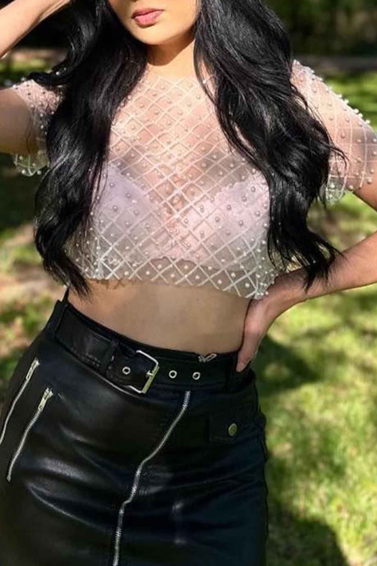 Short Sleeve T-Shirts with Beaded Sequins by Fudus