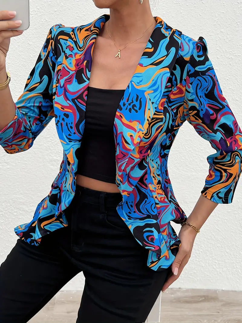 Sommerlicher Jacky Blazer mit Rüschen und 3/4-Ärmeln