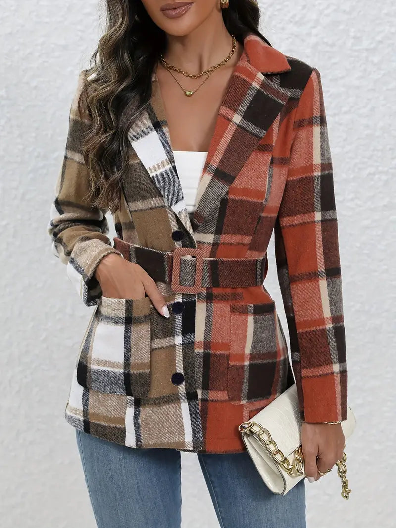 Blazer mit Muster und Gürtel