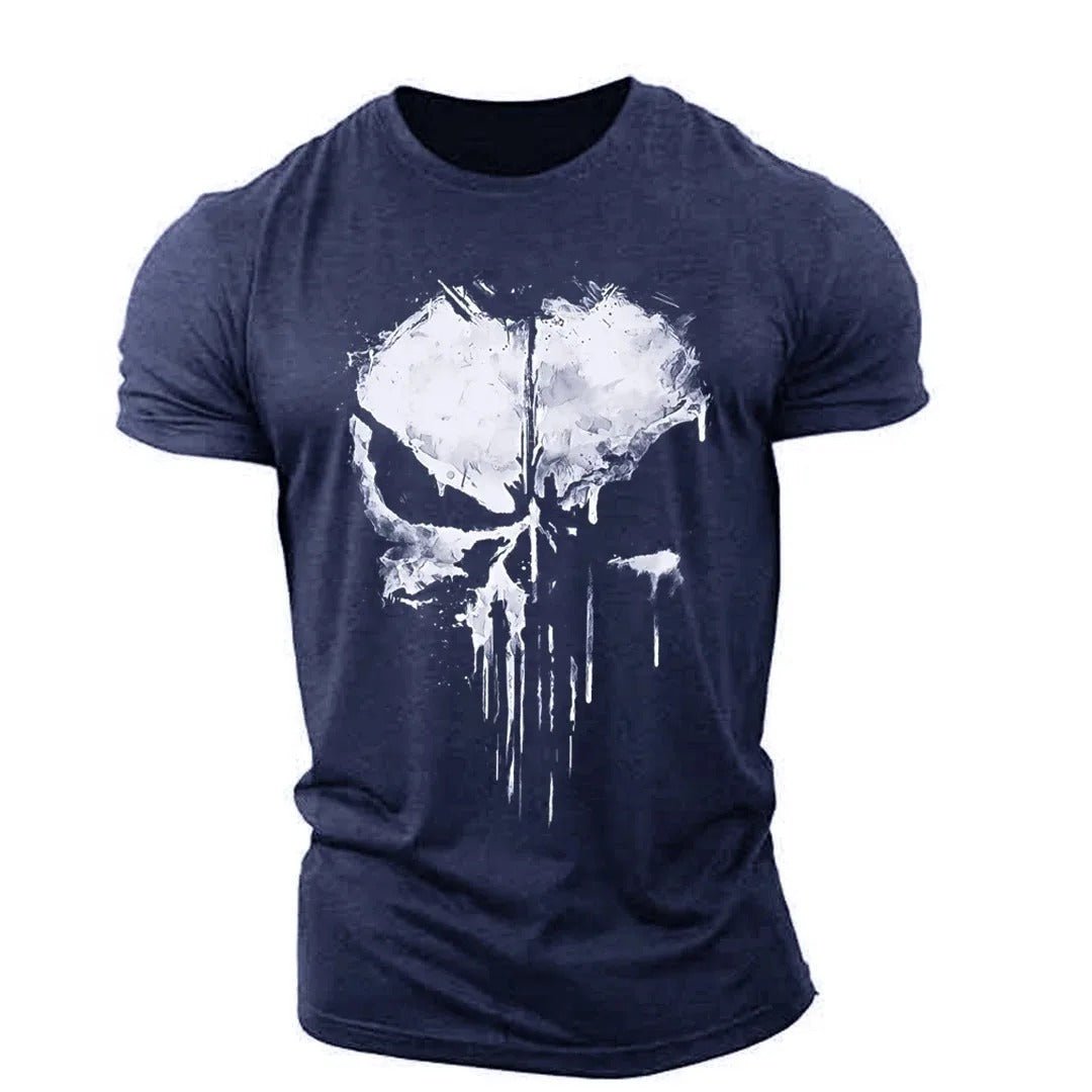 T-Shirt mit Totenkopf-Motiv für Herren - Rundhals