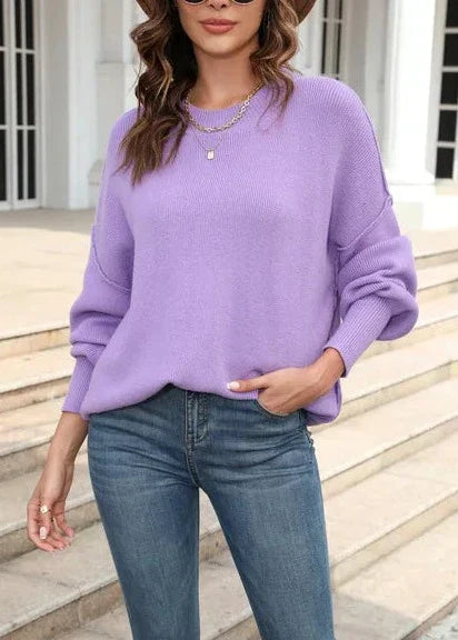 Stilzeits | Gestrickter Lässiger Rundhals Orange Pullover