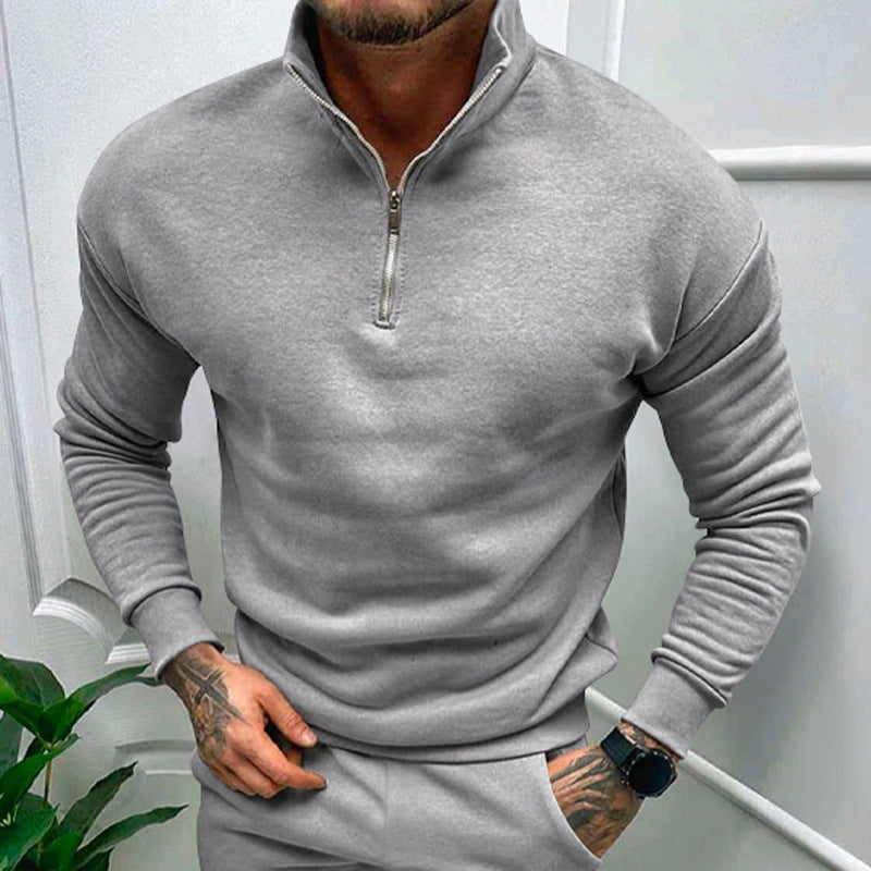 Herren eleganter Pullover mit Kragen und praktischem Reißverschluss Stilzeits