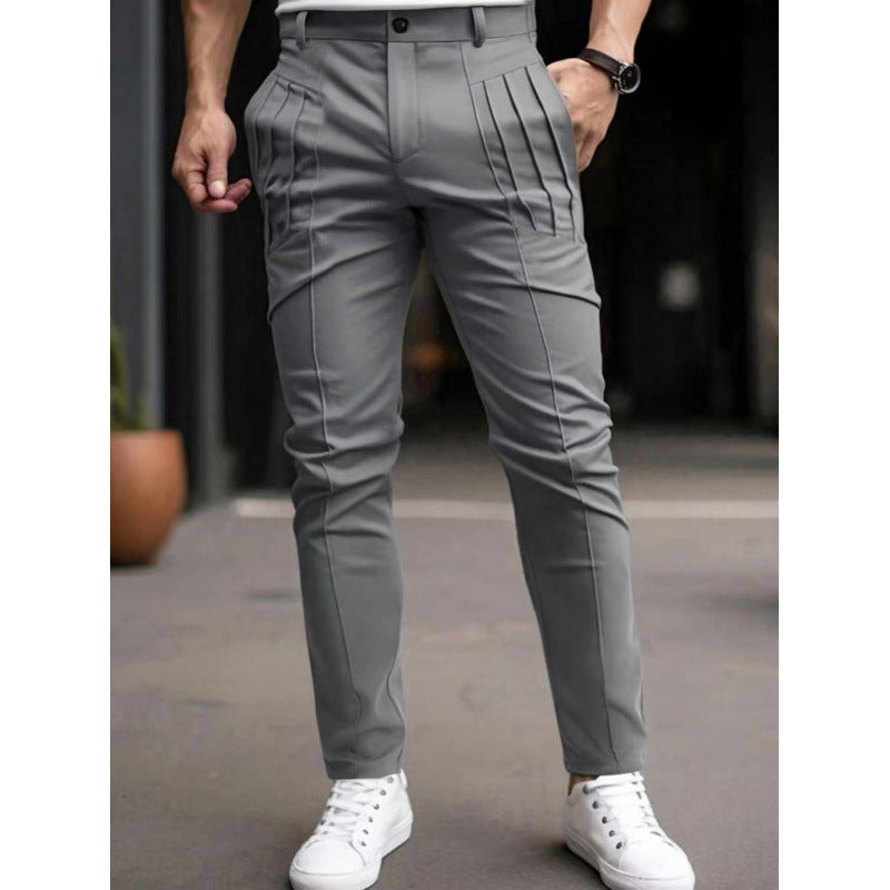 Herren stylische Slim-Fit Anzughose mit plissiertem Design Stilzeits