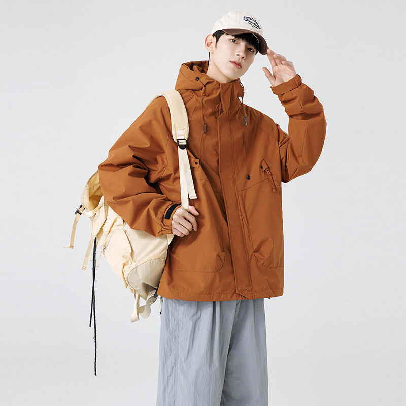 Herren Windbreaker-Jacke mit verstellbarem Kapuzenkragen und praktischen Taschen Stilzeits