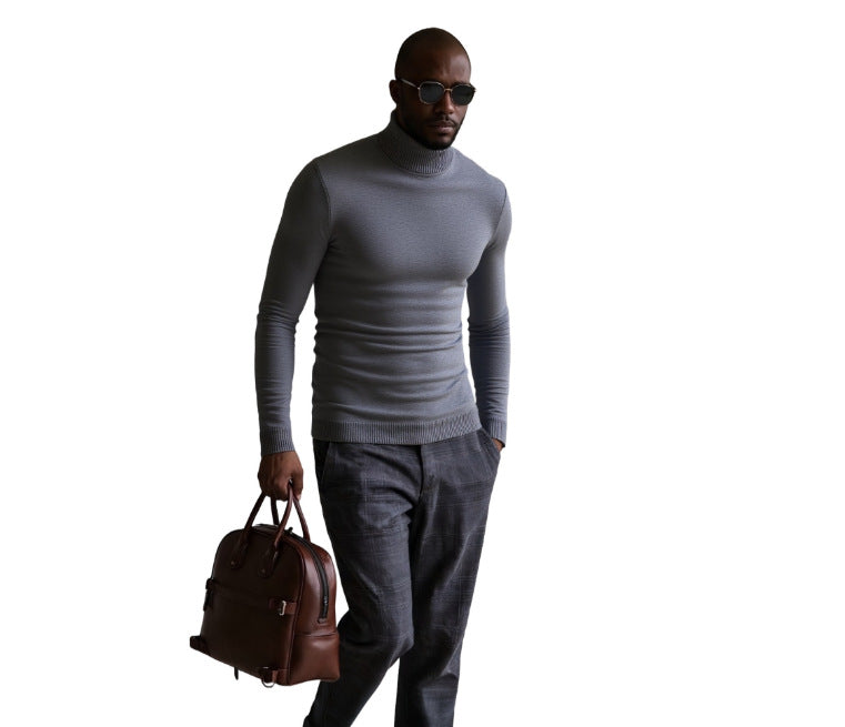 Herren rollkragen pullover mit feiner Struktur Stilzeits