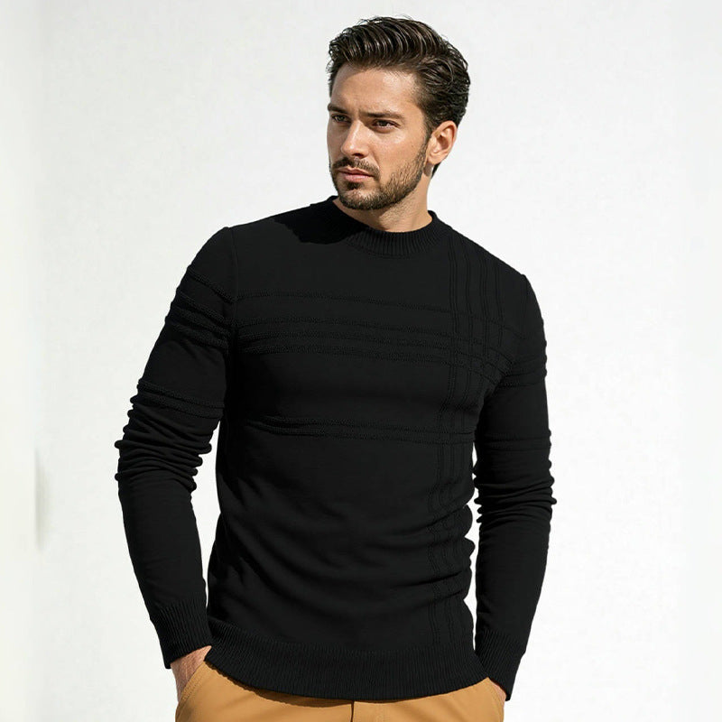 Herren Pullover mit modernem Strukturdesign und hohem Kragen Stilzeits