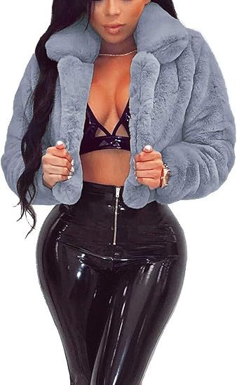 Damen Luxuriöse Kunstpelzjacke im eleganten Cropped-Design Stilzeits