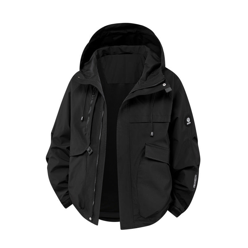 Herren technische Outdoor-Jacke mit Material und zahlreichen Reißverschlusstaschen Stilzeits