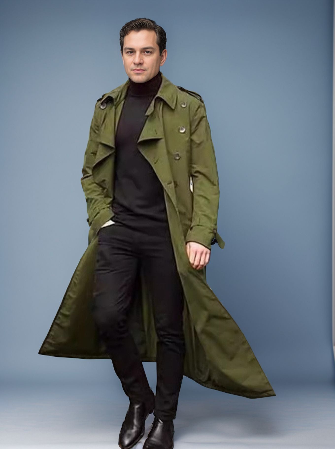 Herren Langer Trenchcoat Stilzeits