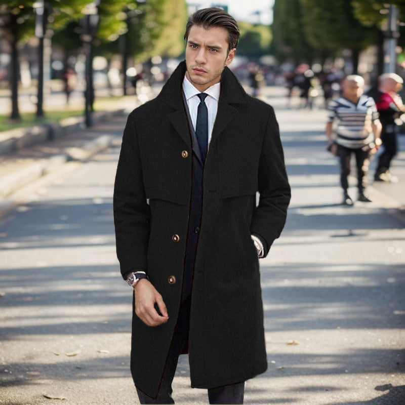 Herren eleganter Wollmantel mit doppelter Knopfleiste und modernem Design Stilzeits