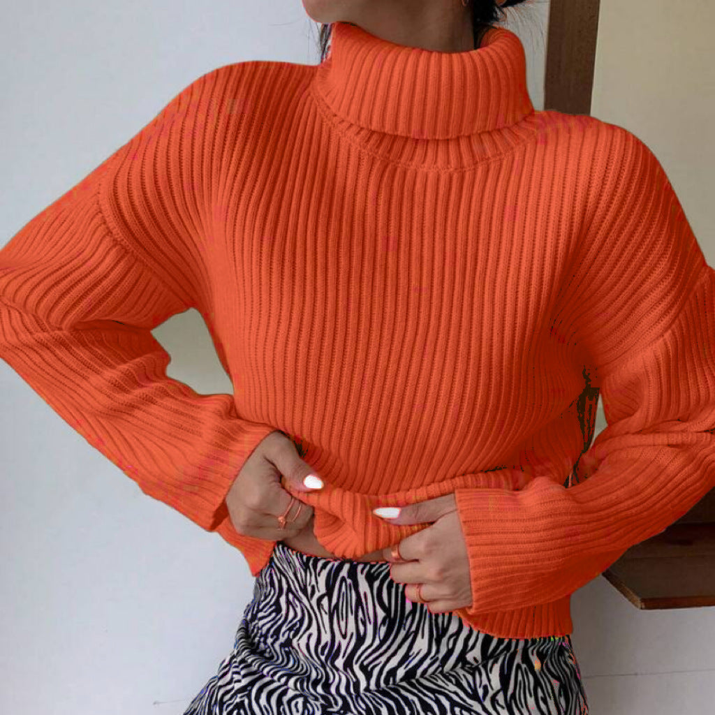 Damen Hochwertiger Rollkragenpullover mit strukturiertem Rippstrick Stilzeits