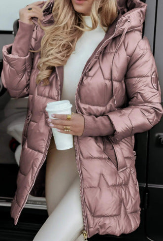 Damen Integrierte Kapuzenjacke mit steppendem Design Stilzeits