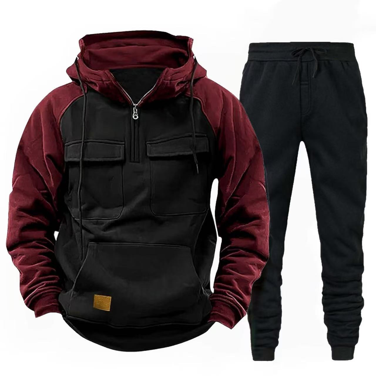 Herren funktionale Kapuzenjacke mit Reißverschluss und Jogginghose Stilzeits