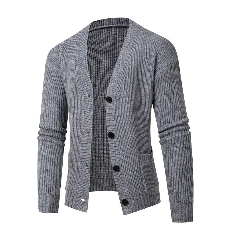 Herren modische Strickjacke mit feinem Rippstrickdesign Stilzeits