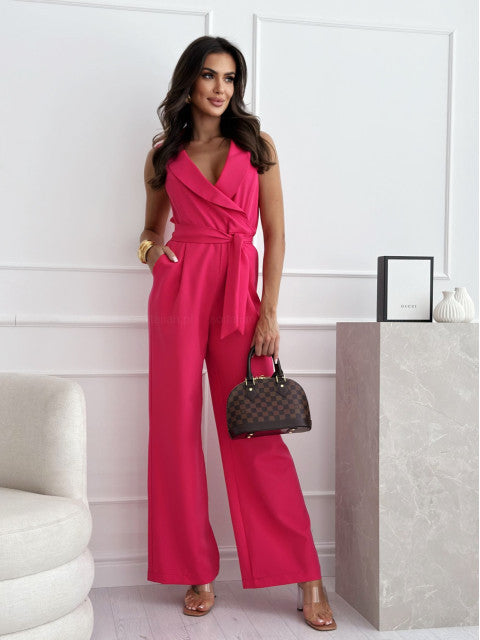 Damen Jumpsuit mit tailliertem Schnitt und Wickeldesign Stilzeits