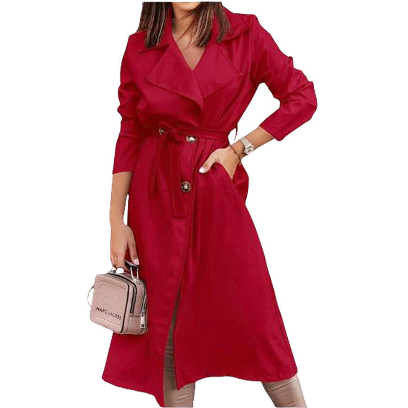 Damen eleganter Trenchcoat mit Gürtel und femininer Silhouette Stilzeits