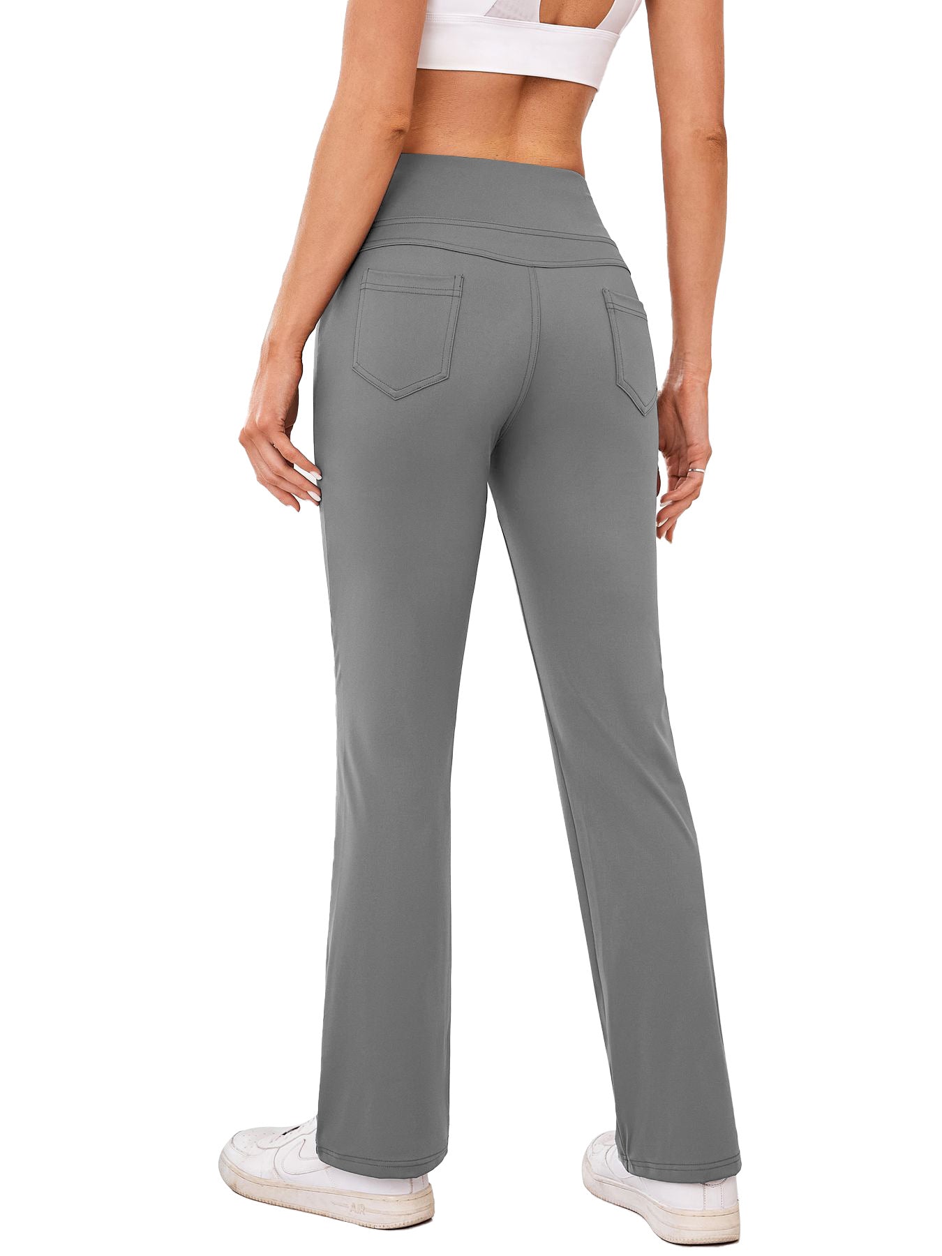 Damen bequeme Sportleggins mit hohem Bund und praktischen Taschen Stilzeits