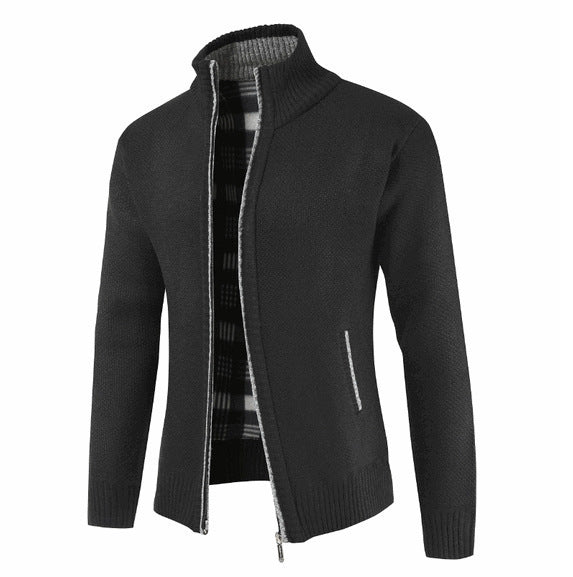 Herren Strickjacke mit hohem Kragen und seitlichen Taschen Stilzeits