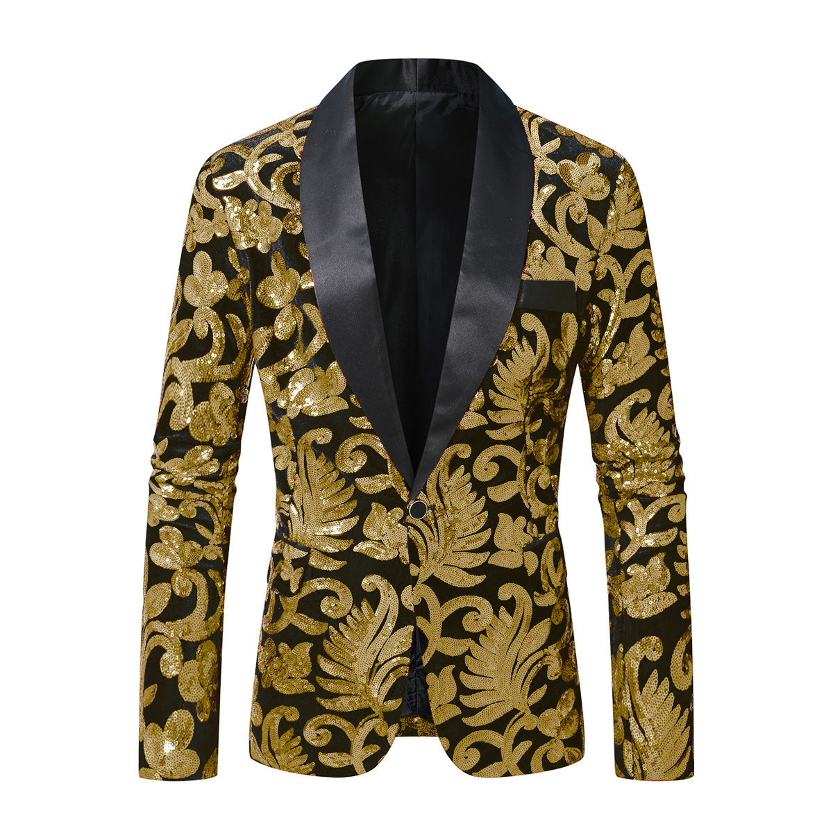Herren glitzernder Anzugblazer mit floralen Paillettenmustern Stilzeits