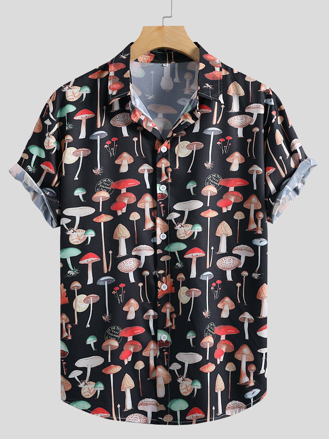 Herren Kurzarmhemd mit kreativem Pilzmuster und bequemer Passform Stilzeits