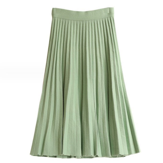 Damen Plissierter Maxi-Rock aus hochwertigem Strickstoff Stilzeits