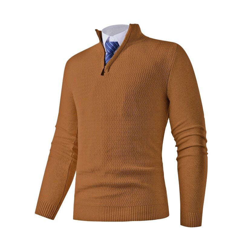 Herren Strickpullover mit modernem Stehkragen und strukturiertem Design Stilzeits