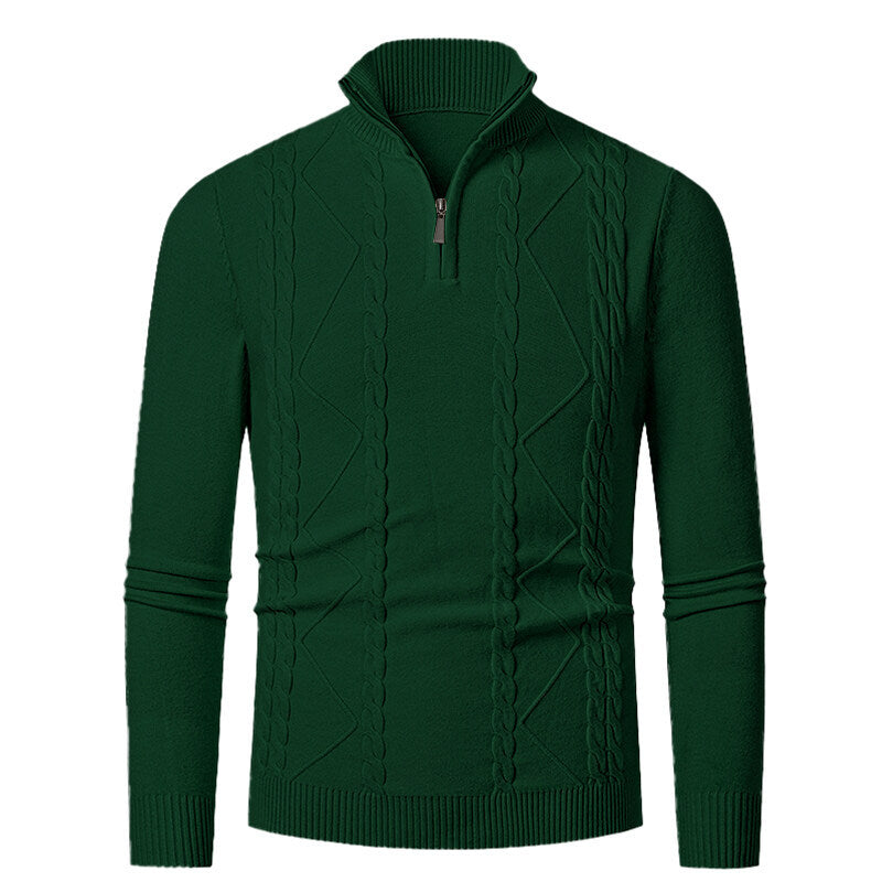 Herren Strickpullover mit Stehkragen und Zopfmuster Stilzeits