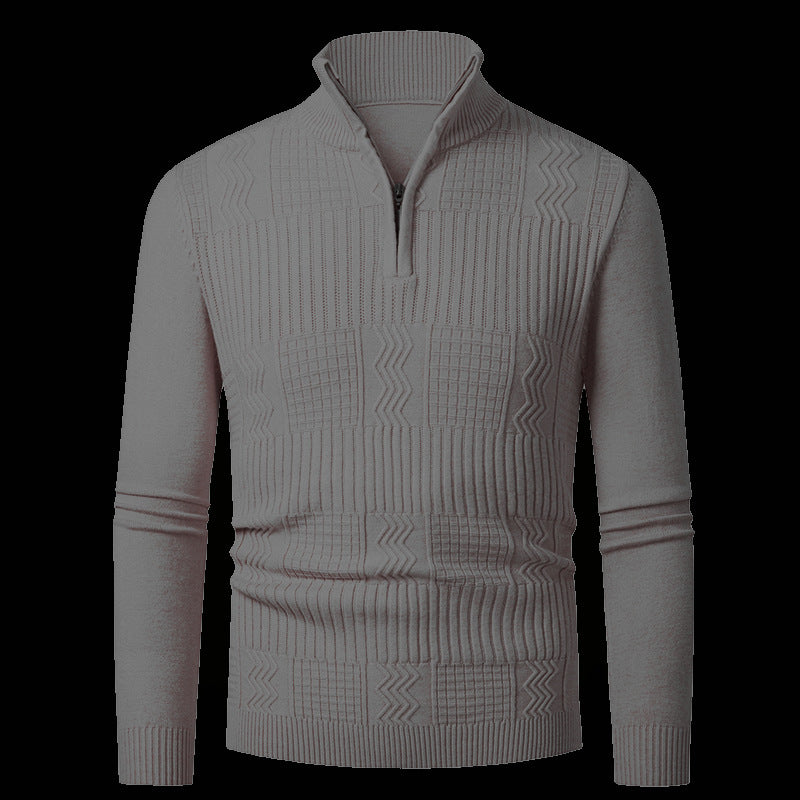 Herren Strickpullover mit modernem Reißverschluss und strukturierter Oberfläche Stilzeits