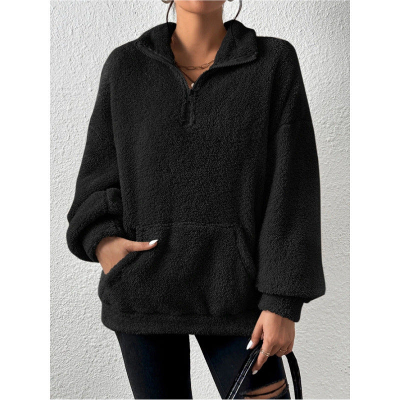 Damen Fleece-Pullover mit hohem Kragen Stilzeits