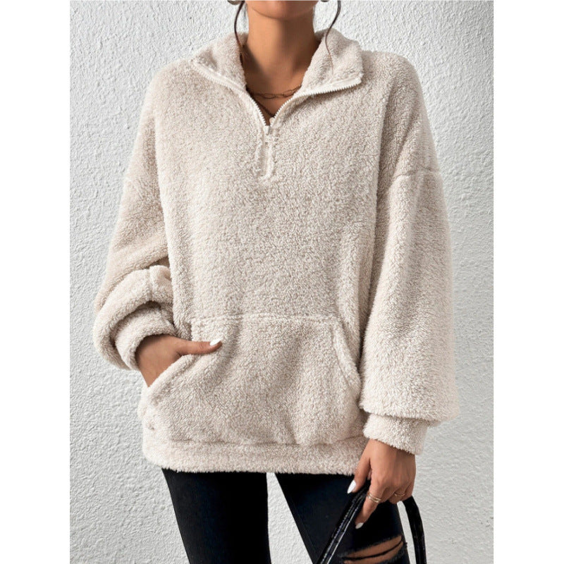 Damen Fleece-Pullover mit hohem Kragen Stilzeits