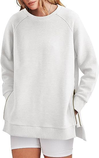 Damen lässiger Sweatshirt mit Seitentaschen und Reißverschluss Stilzeits