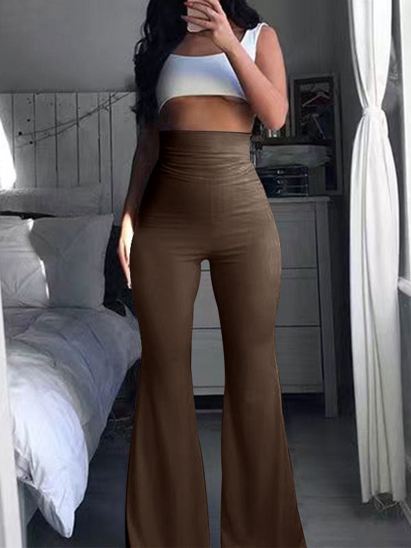 Damen Hochtaillierte Schlaghose mit elastischem Bund und komfortablem Schnitt Stilzeits