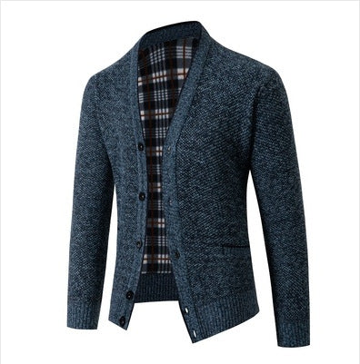 Herren eleganter Strickcardigan mit Karomuster Stilzeits