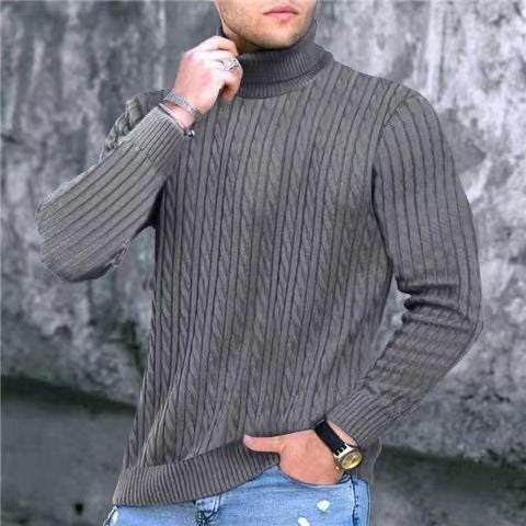 Herren Strickpullover mit modernem Rippmuster und hohem Kragen Stilzeits