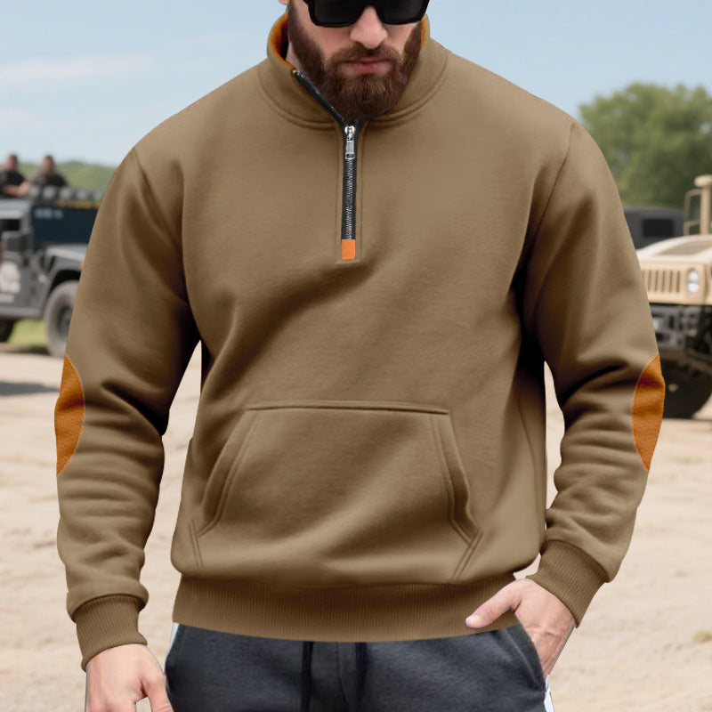 Herren Hoodie mit modischem Stehkragen und Kontrastdetails Stilzeits