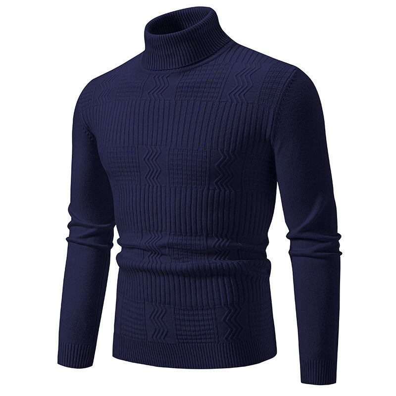 Herren eleganter Rollkragenpullover mit strukturiertem Design Stilzeits