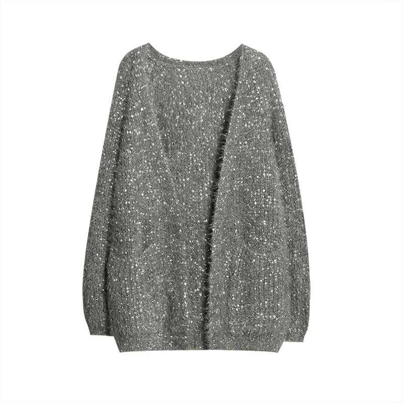 Damen glitzernde Strickjacke im modernen Casual-Look Stilzeits