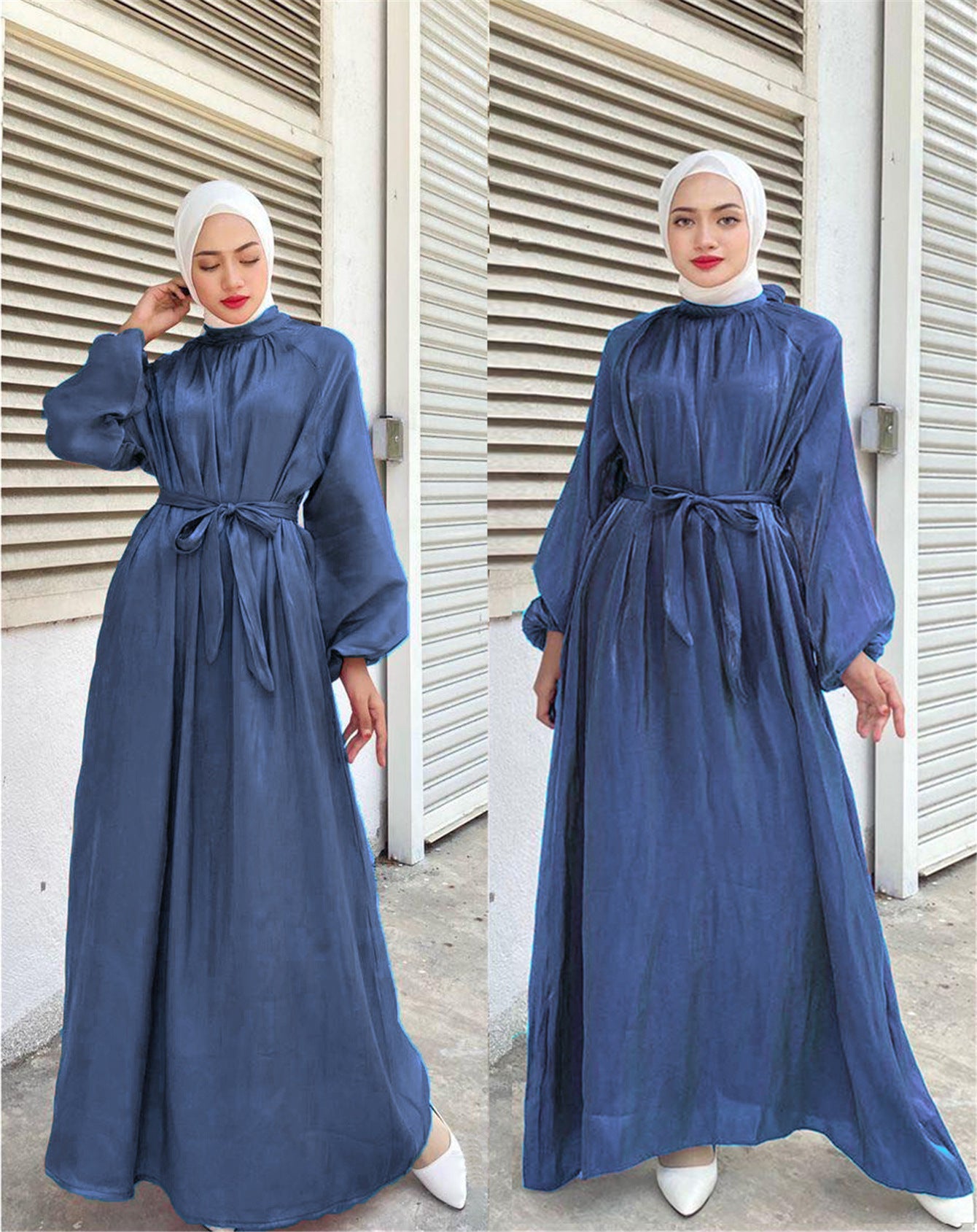 Damen Elegantes Langarmkleid mit Taillengürtel Stilzeits