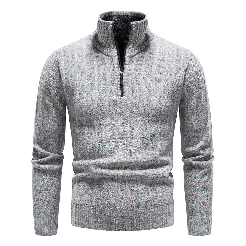 Herren modischer Strickpullover mit halbem Reißverschluss Stilzeits