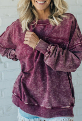 Damen Bequemer Oversized Sweatshirt mit Taschen Stilzeits