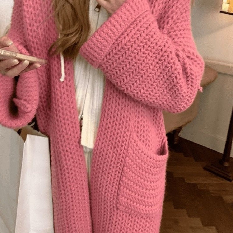 Damen Strickmantel mit Taschen Stilzeits