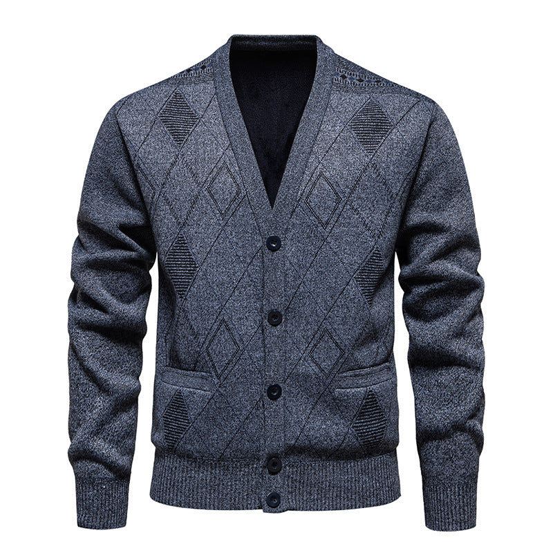 Herren stilvolle Strickjacke mit Rautenmuster Stilzeits