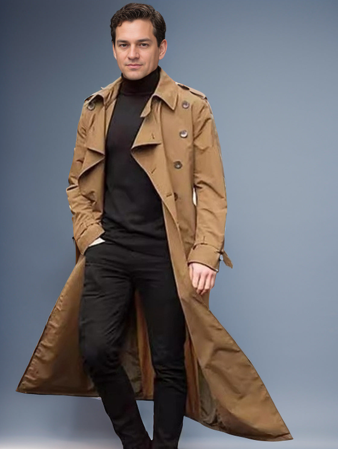 Herren Langer Trenchcoat Stilzeits