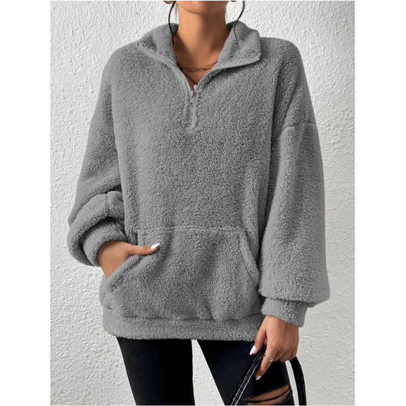 Damen Fleece-Pullover mit hohem Kragen Stilzeits